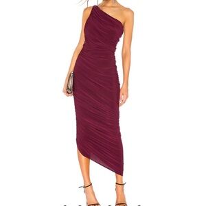Norma Kamali One-Shoulder Wine Dress currently $275 on revolve